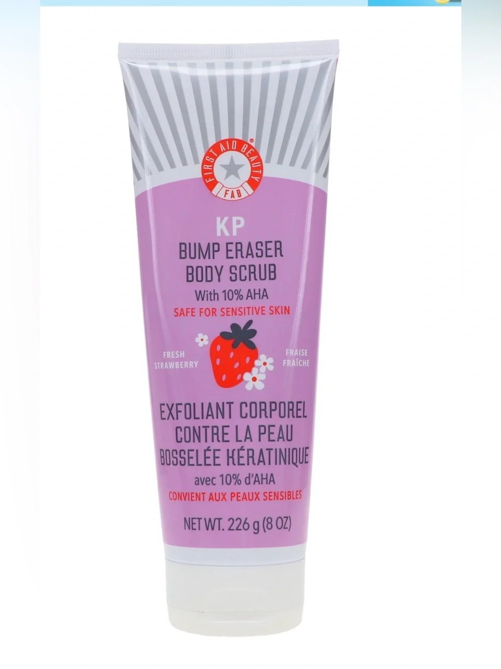 FIRST AID BEAUTY KP Bump Eraser Body Scrub  10% AHA Fresh Strawberry, NWT